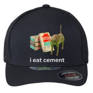 I Eat Cement Cursed Cat Funny Meme Flexfit Unipanel Trucker Cap