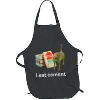 I Eat Cement Cursed Cat Funny Meme Full-Length Apron With Pockets