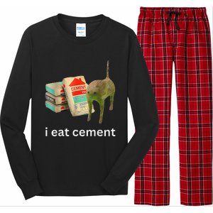 I Eat Cement Cursed Cat Funny Meme Long Sleeve Pajama Set