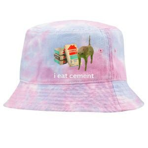 I Eat Cement Cursed Cat Funny Meme Tie-Dyed Bucket Hat