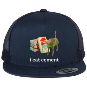 I Eat Cement Cursed Cat Funny Meme Flat Bill Trucker Hat