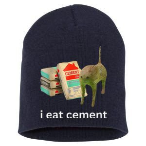 I Eat Cement Cursed Cat Funny Meme Short Acrylic Beanie