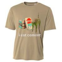 I Eat Cement Cursed Cat Funny Meme Cooling Performance Crew T-Shirt