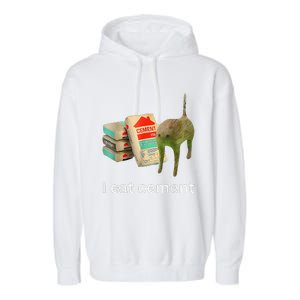 I Eat Cement Cursed Cat Funny Meme Garment-Dyed Fleece Hoodie