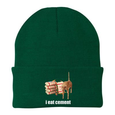 I Eat Cement Cursed Cat Funny Oddly Specific Weird Knit Cap Winter Beanie