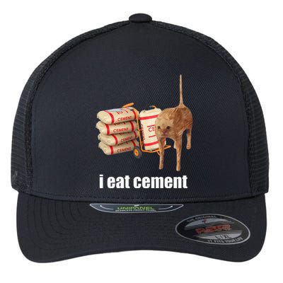 I Eat Cement Cursed Cat Funny Oddly Specific Weird Flexfit Unipanel Trucker Cap