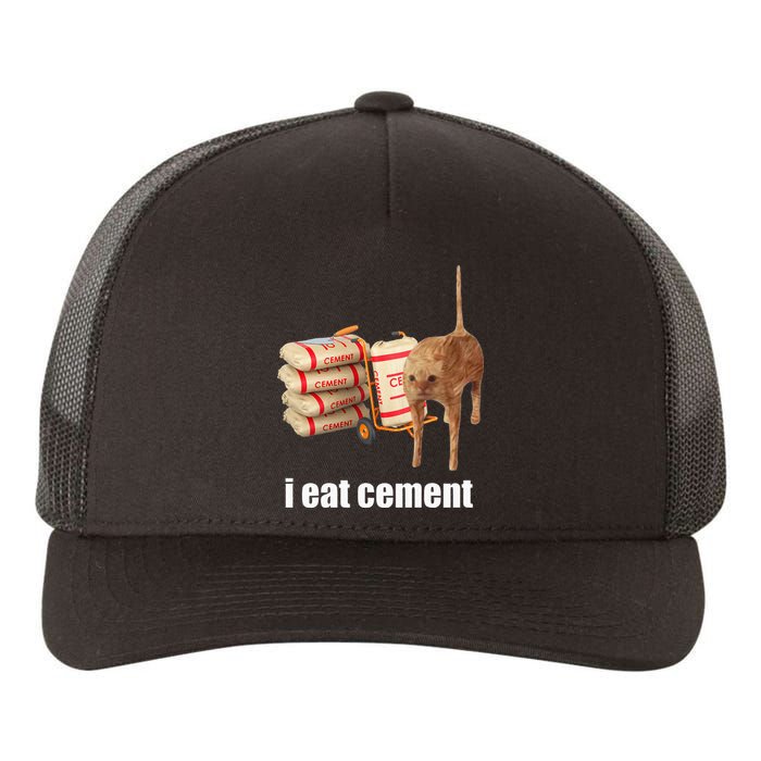 I Eat Cement Cursed Cat Funny Oddly Specific Weird Yupoong Adult 5-Panel Trucker Hat