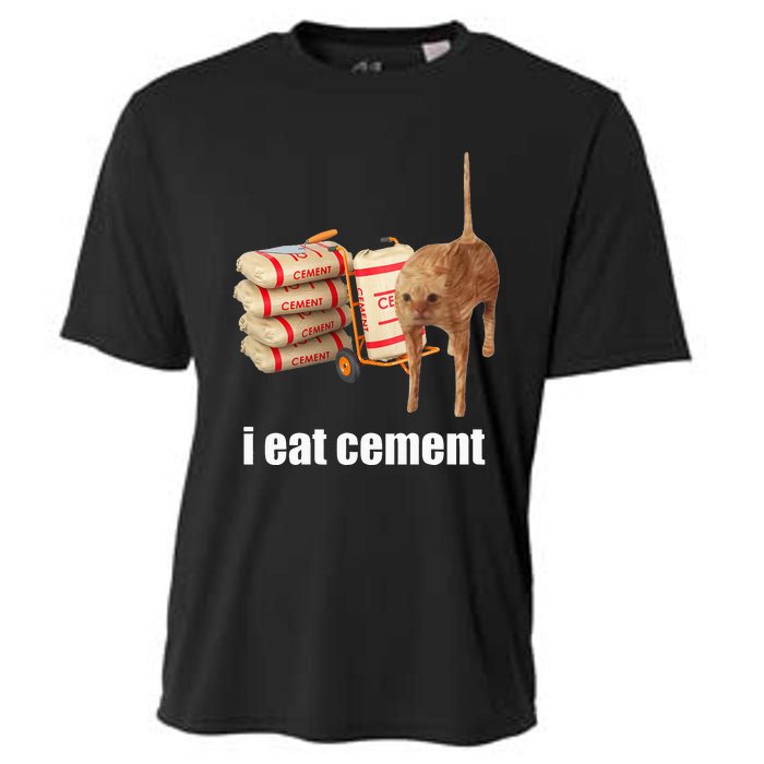 I Eat Cement Cursed Cat Funny Oddly Specific Weird Cooling Performance Crew T-Shirt