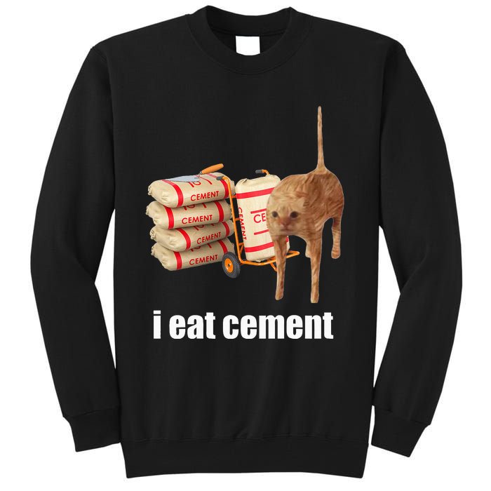 I Eat Cement Cursed Cat Funny Oddly Specific Weird Tall Sweatshirt