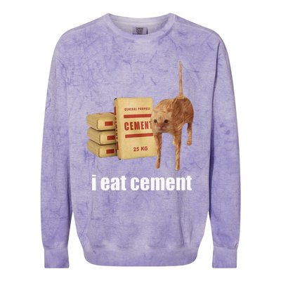 I Eat Cement Cursed Cat Funny Oddly Specific Weird Colorblast Crewneck Sweatshirt