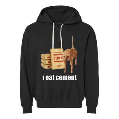 I Eat Cement Cursed Cat Funny Oddly Specific Weird Garment-Dyed Fleece Hoodie