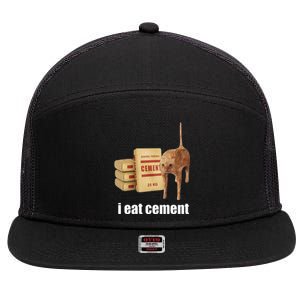 I Eat Cement Cursed Cat Funny Oddly Specific Weird 7 Panel Mesh Trucker Snapback Hat