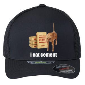 I Eat Cement Cursed Cat Funny Oddly Specific Weird Flexfit Unipanel Trucker Cap