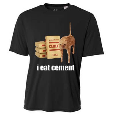 I Eat Cement Cursed Cat Funny Oddly Specific Weird Cooling Performance Crew T-Shirt