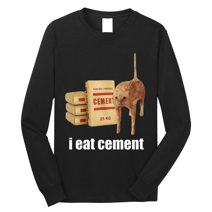 I Eat Cement Cursed Cat Funny Oddly Specific Weird Long Sleeve Shirt