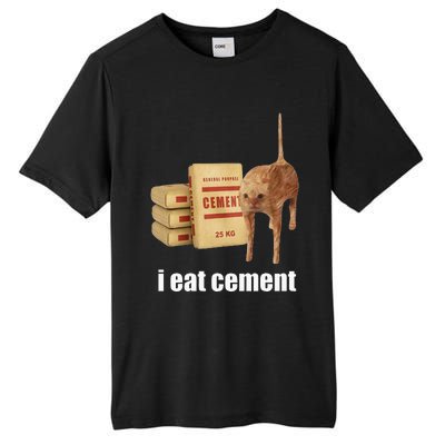 I Eat Cement Cursed Cat Funny Oddly Specific Weird Tall Fusion ChromaSoft Performance T-Shirt