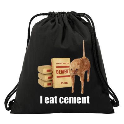 I Eat Cement Cursed Cat Funny Oddly Specific Weird Drawstring Bag