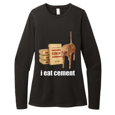 I Eat Cement Cursed Cat Funny Oddly Specific Weird Womens CVC Long Sleeve Shirt