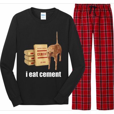 I Eat Cement Cursed Cat Funny Oddly Specific Weird Long Sleeve Pajama Set