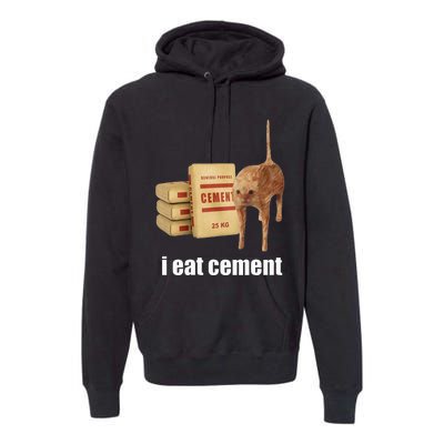 I Eat Cement Cursed Cat Funny Oddly Specific Weird Premium Hoodie