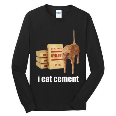 I Eat Cement Cursed Cat Funny Oddly Specific Weird Tall Long Sleeve T-Shirt