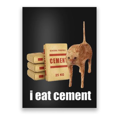 I Eat Cement Cursed Cat Funny Oddly Specific Weird Poster