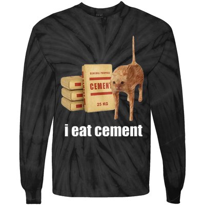 I Eat Cement Cursed Cat Funny Oddly Specific Weird Tie-Dye Long Sleeve Shirt