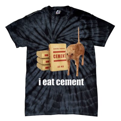 I Eat Cement Cursed Cat Funny Oddly Specific Weird Tie-Dye T-Shirt