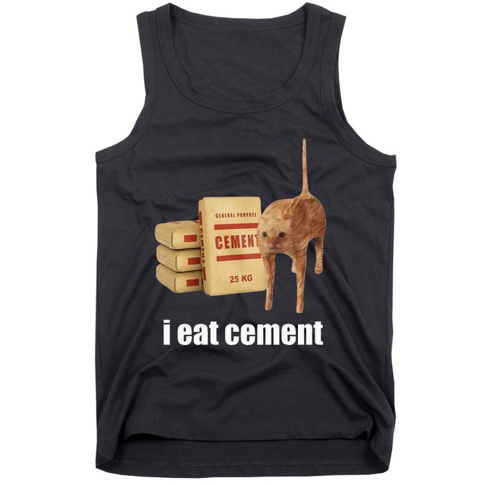 I Eat Cement Cursed Cat Funny Oddly Specific Weird Tank Top