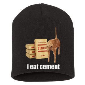 I Eat Cement Cursed Cat Funny Oddly Specific Weird Short Acrylic Beanie