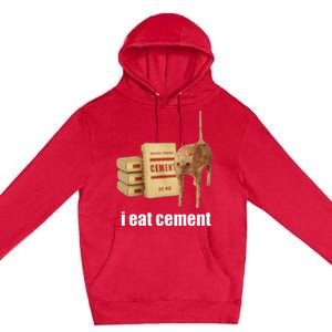 I Eat Cement Cursed Cat Funny Oddly Specific Weird Premium Pullover Hoodie