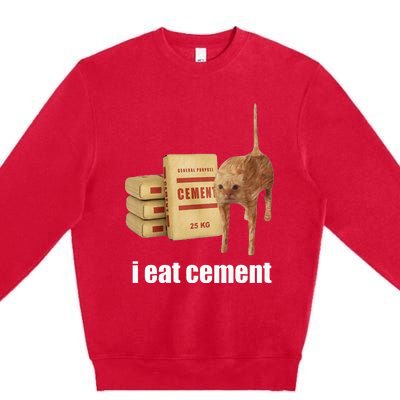 I Eat Cement Cursed Cat Funny Oddly Specific Weird Premium Crewneck Sweatshirt