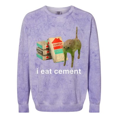 I Eat Cement Cursed Cat Funny Oddly Specific Dank Colorblast Crewneck Sweatshirt