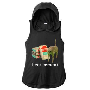 I Eat Cement Cursed Cat Funny Oddly Specific Dank Ladies PosiCharge Tri-Blend Wicking Draft Hoodie Tank