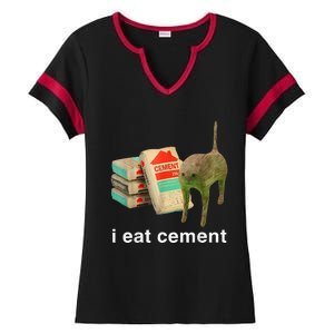 I Eat Cement Cursed Cat Funny Oddly Specific Dank Ladies Halftime Notch Neck Tee