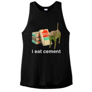 I Eat Cement Cursed Cat Funny Oddly Specific Dank Ladies PosiCharge Tri-Blend Wicking Tank