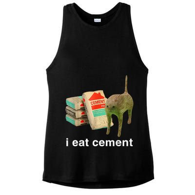 I Eat Cement Cursed Cat Funny Oddly Specific Dank Ladies PosiCharge Tri-Blend Wicking Tank