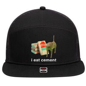 I Eat Cement Cursed Cat Funny Oddly Specific Dank 7 Panel Mesh Trucker Snapback Hat