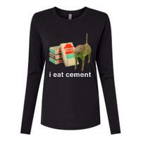 I Eat Cement Cursed Cat Funny Oddly Specific Dank Womens Cotton Relaxed Long Sleeve T-Shirt