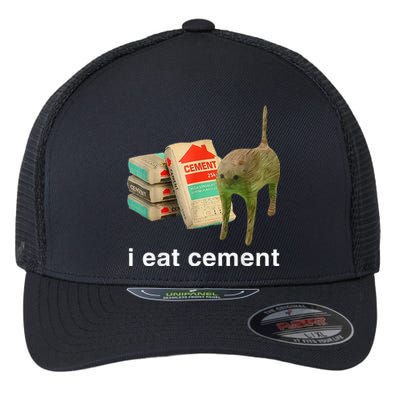 I Eat Cement Cursed Cat Funny Oddly Specific Dank Flexfit Unipanel Trucker Cap