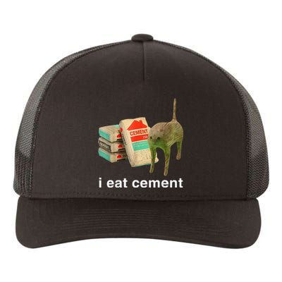 I Eat Cement Cursed Cat Funny Oddly Specific Dank Yupoong Adult 5-Panel Trucker Hat