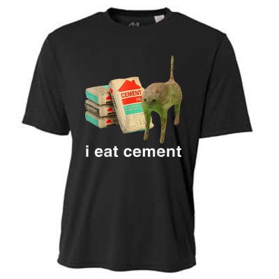 I Eat Cement Cursed Cat Funny Oddly Specific Dank Cooling Performance Crew T-Shirt