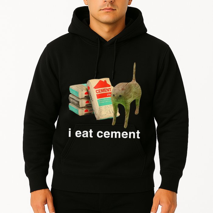 I Eat Cement Cursed Cat Funny Oddly Specific Dank Hoodie
