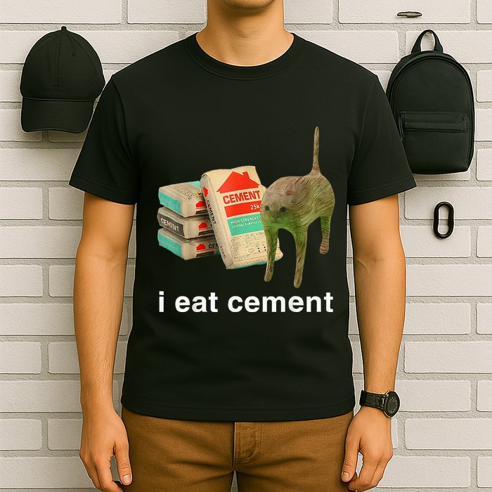 I Eat Cement Cursed Cat Funny Oddly Specific Dank T-Shirt