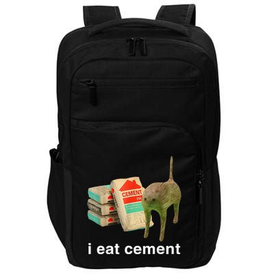 I Eat Cement Cursed Cat Funny Oddly Specific Dank Impact Tech Backpack