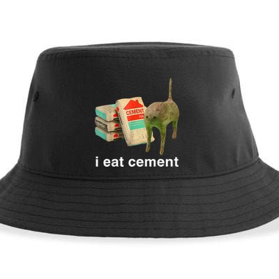 I Eat Cement Cursed Cat Funny Oddly Specific Dank Sustainable Bucket Hat