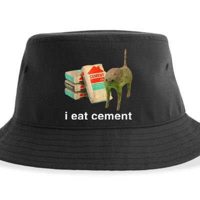 I Eat Cement Cursed Cat Funny Oddly Specific Dank Sustainable Bucket Hat