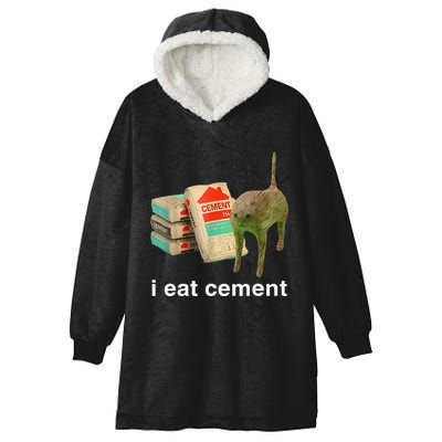 I Eat Cement Cursed Cat Funny Oddly Specific Dank Hooded Wearable Blanket