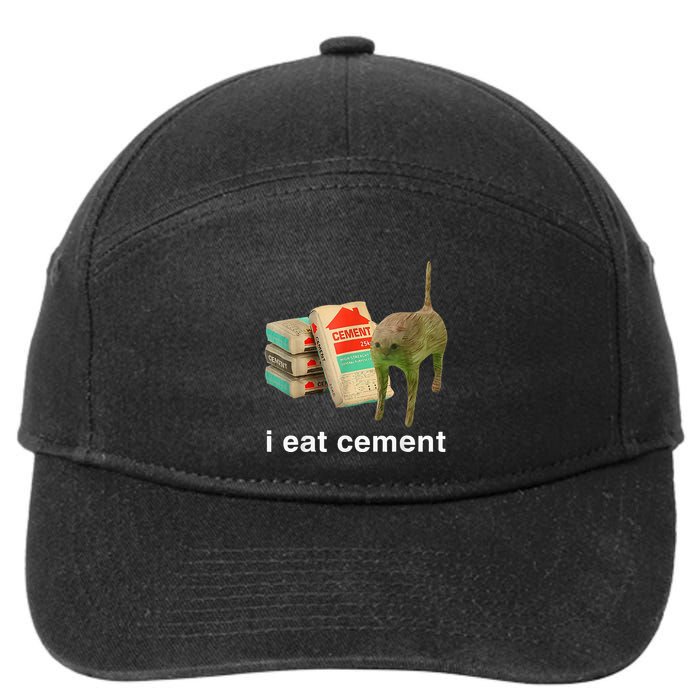 I Eat Cement Cursed Cat Funny Oddly Specific Dank 7-Panel Snapback Hat