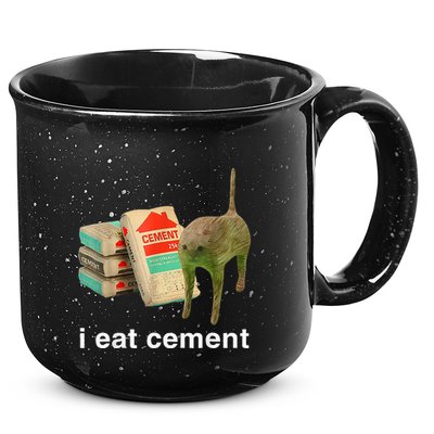 I Eat Cement Cursed Cat Funny Oddly Specific Dank 15oz Campfire Ceramic Mug